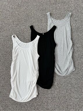 Maternity Ribbed Tank Top — White, Black & Gray (3-Pack)